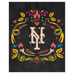 New York Mets Women's Día de Muertos Mineral Wash Hoodie Sweatshirt - Black | New Era