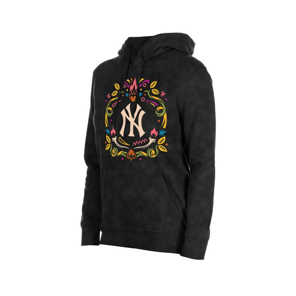New York Yankees Women's Día de Muertos Mineral Wash Hoodie Sweatshirt - Black | New Era