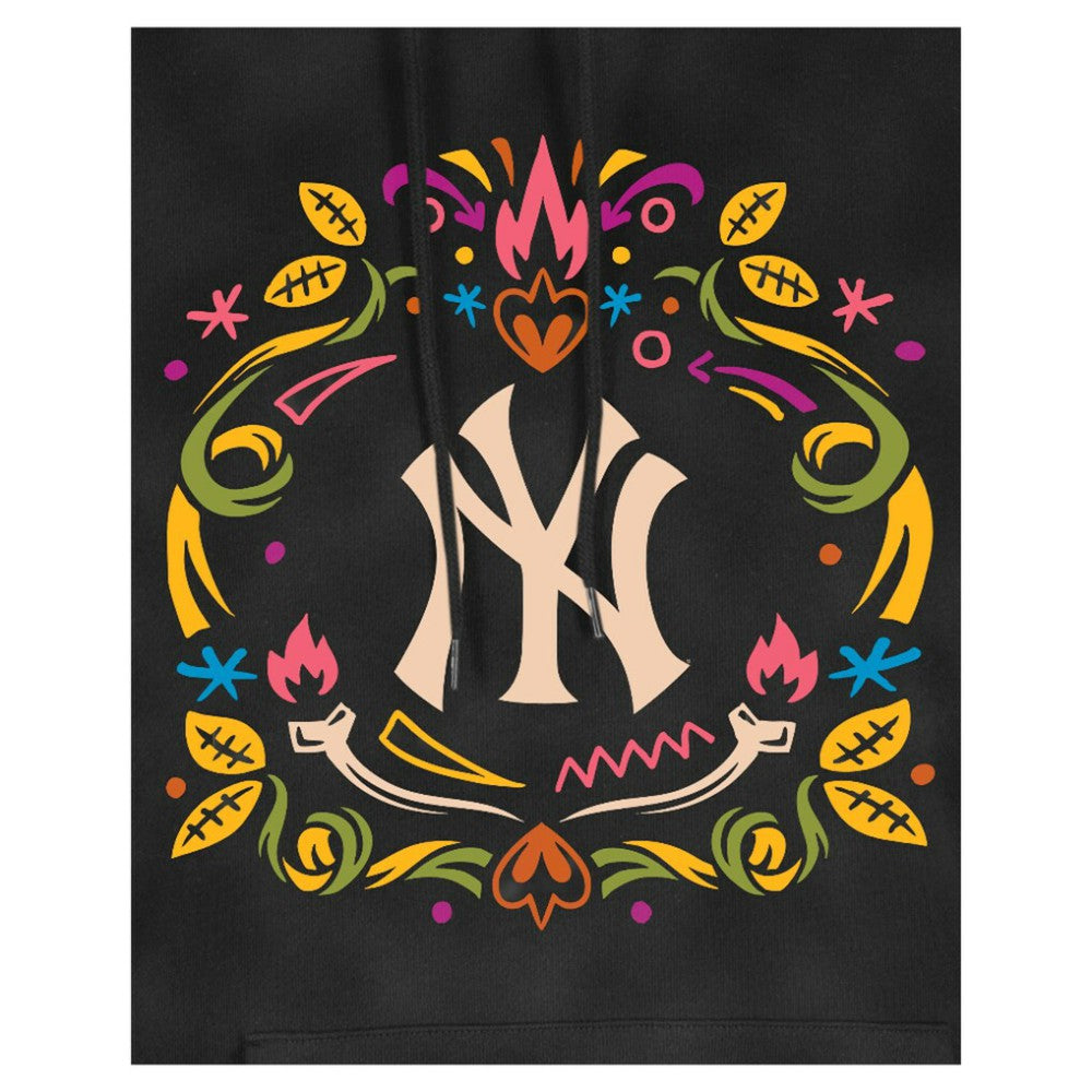 New York Yankees Women's Día de Muertos Mineral Wash Hoodie Sweatshirt - Black | New Era