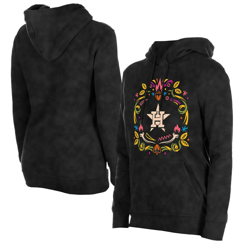 Houston Astros Women's Día de Muertos Mineral Wash Hoodie Sweatshirt - Black | New Era