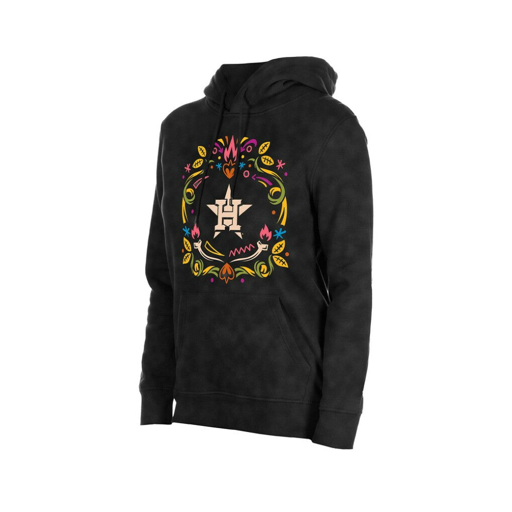 Houston Astros Women's Día de Muertos Mineral Wash Hoodie Sweatshirt - Black | New Era