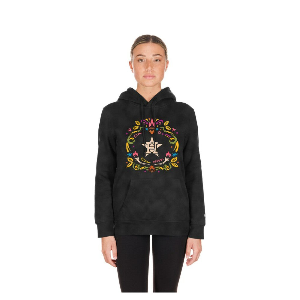 Houston Astros Women's Día de Muertos Mineral Wash Hoodie Sweatshirt - Black | New Era