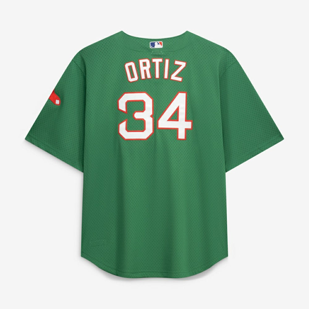 David Ortiz Boston Red Sox Big & Tall Cooperstown Collection Mesh Batting Practice Jersey - Kelly Green | Mitchell & Ness