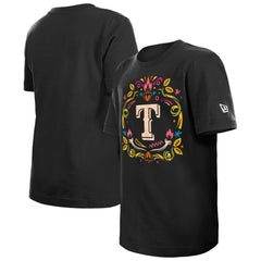 Texas Rangers Youth Día de los Muertos T-Shirt - Black | New Era