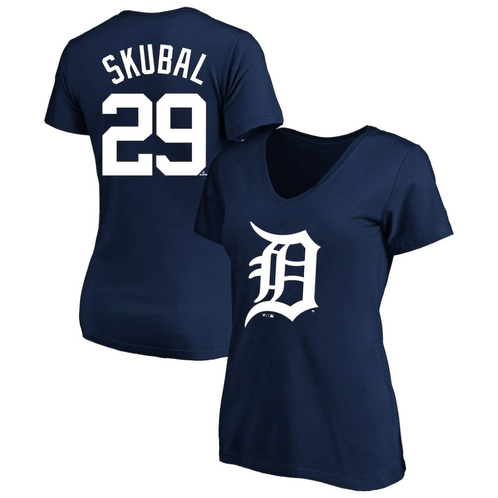 Tarik Skubal Detroit Tigers Profile Women's Plus Size Name & Number V-Neck T-Shirt - Navy