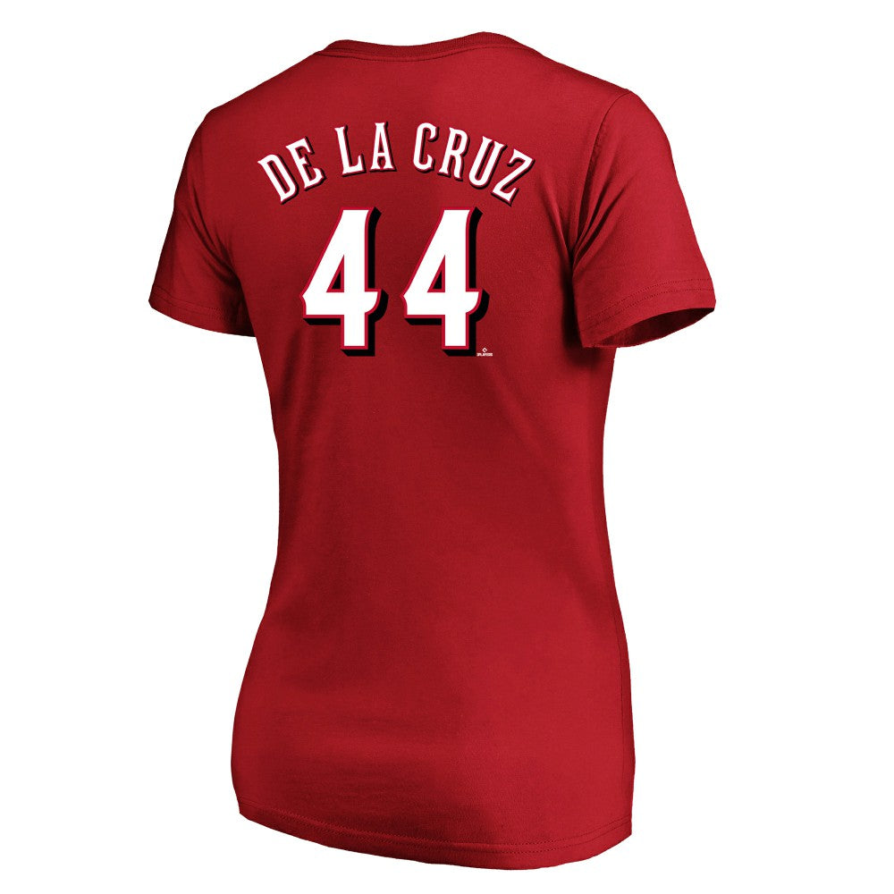 Elly De La Cruz Cincinnati Reds Profile Women's Plus Size Name & Number V-Neck T-Shirt - Red