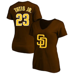 Fernando Tatis Jr. San Diego Padres Profile Women's Plus Size Name & Number V-Neck T-Shirt - Brown