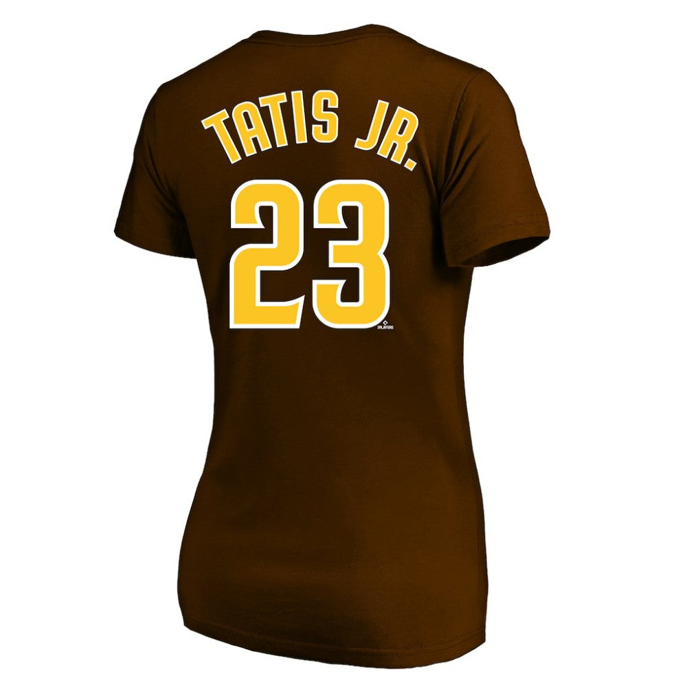 Fernando Tatis Jr. San Diego Padres Profile Women's Plus Size Name & Number V-Neck T-Shirt - Brown