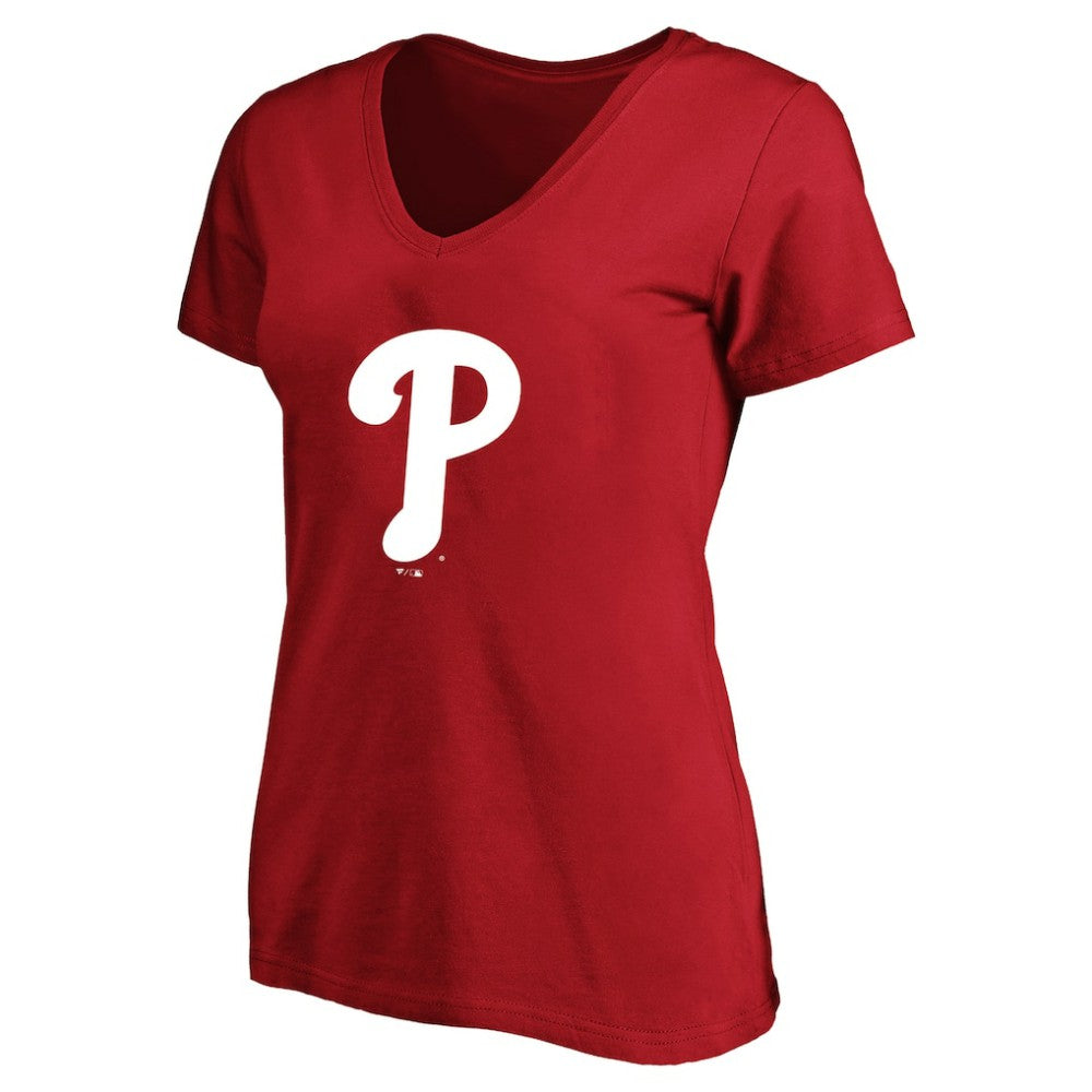 Bryce Harper Philadelphia Phillies Profile Women's Plus Size Name & Number V-Neck T-Shirt - Red