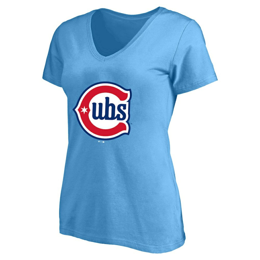 Pete Crow-Armstrong Chicago Cubs Profile Women's Plus Size Name & Number V-Neck T-Shirt - Light Blue