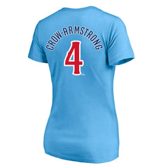Pete Crow-Armstrong Chicago Cubs Profile Women's Plus Size Name & Number V-Neck T-Shirt - Light Blue