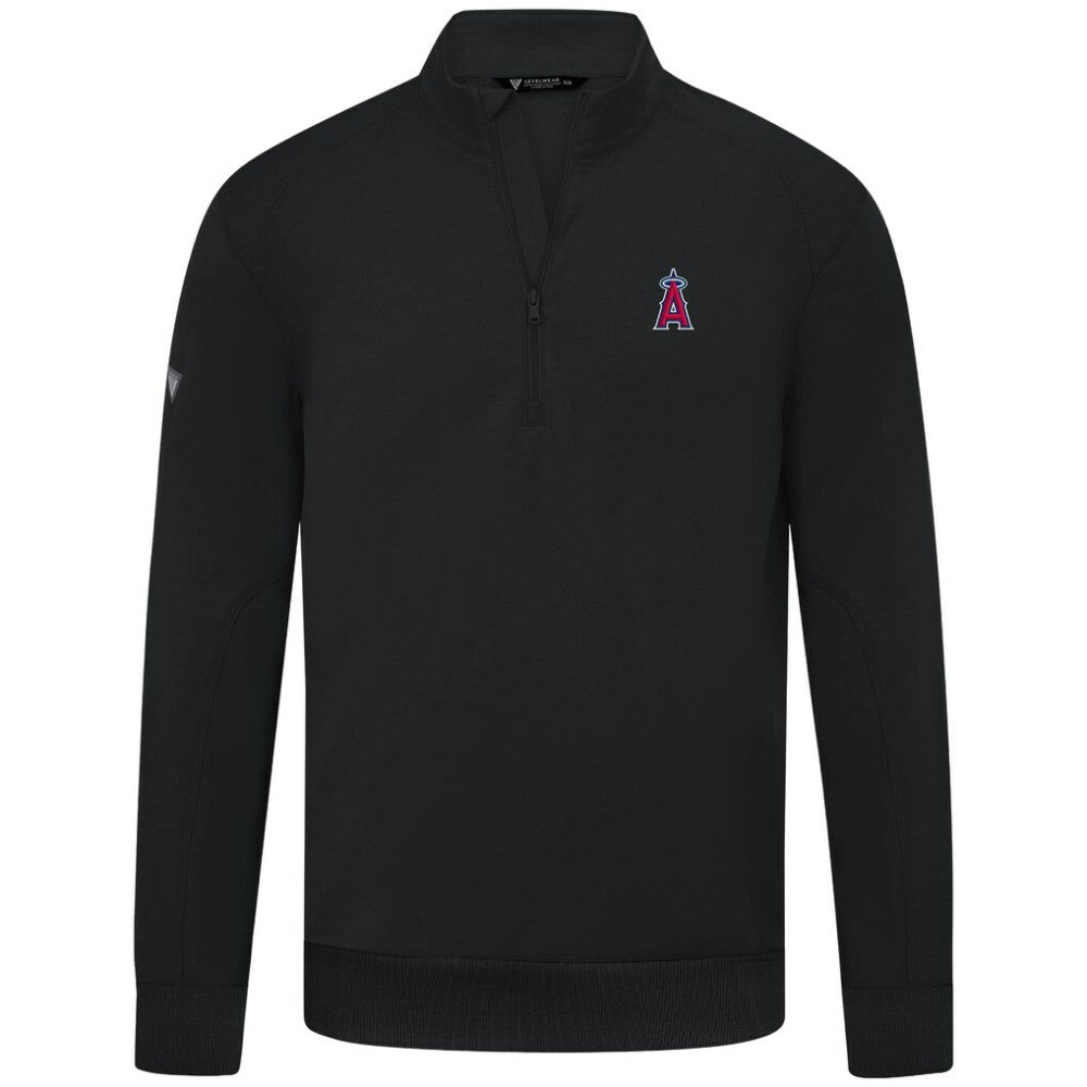 Los Angeles Angels Levelwear Upright Insignia Tri-Blend Quarter-Zip Pullover - Black