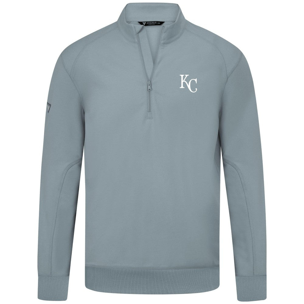Kansas City Royals Levelwear Upright Insignia Tri-Blend Quarter-Zip Pullover - Gray