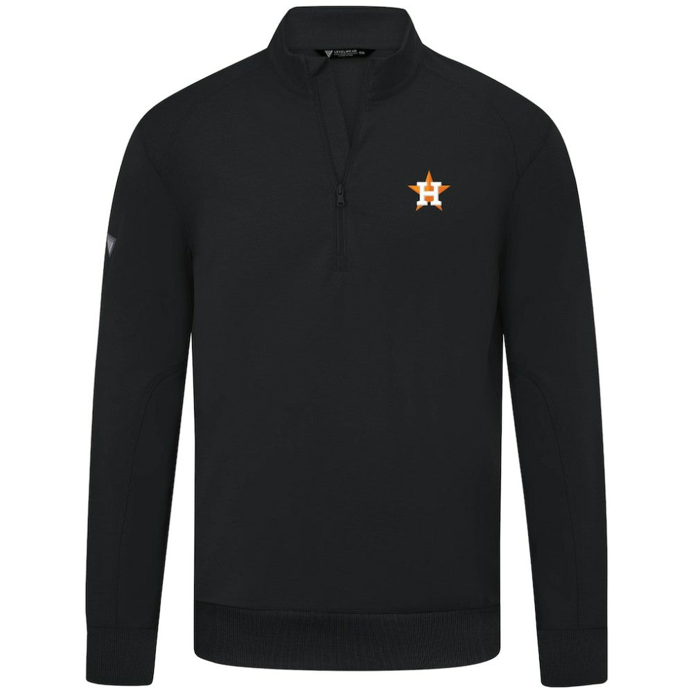Houston Astros Levelwear Upright Insignia Tri-Blend Quarter-Zip Pullover - Black