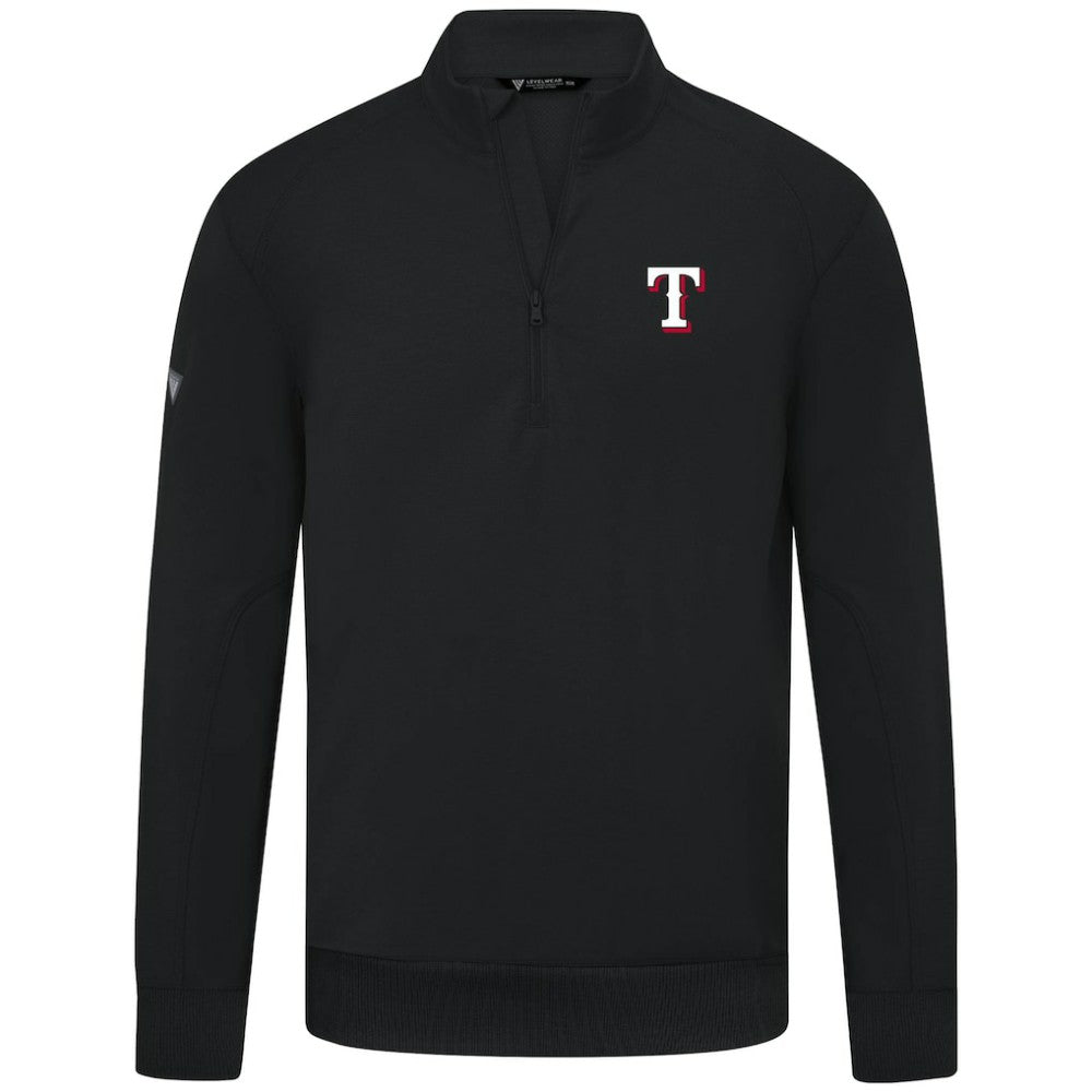 Texas Rangers Levelwear Upright Insignia Tri-Blend Quarter-Zip Pullover - Black