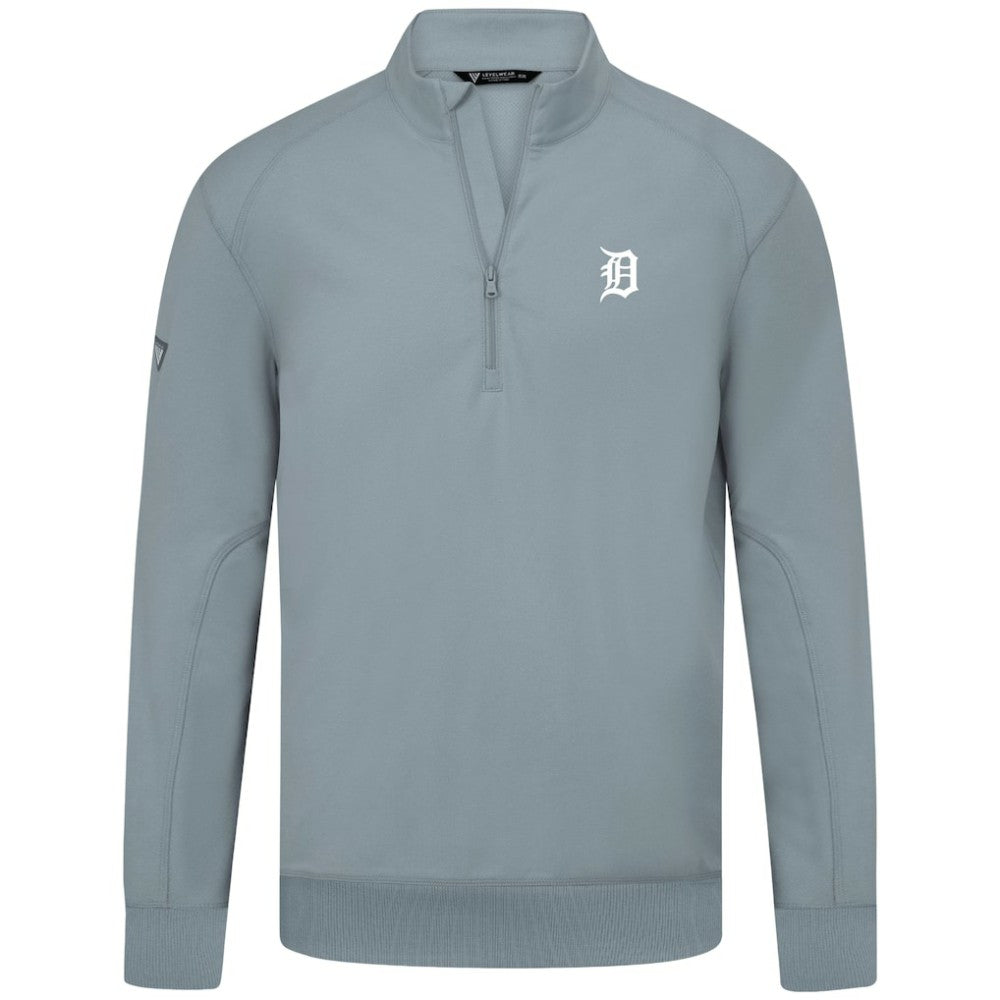 Detroit Tigers Levelwear Upright Insignia Tri-Blend Quarter-Zip Pullover - Gray
