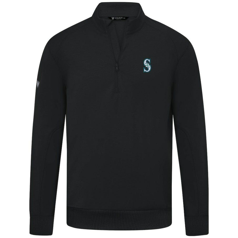 Seattle Mariners Levelwear Upright Insignia Tri-Blend Quarter-Zip Pullover - Black