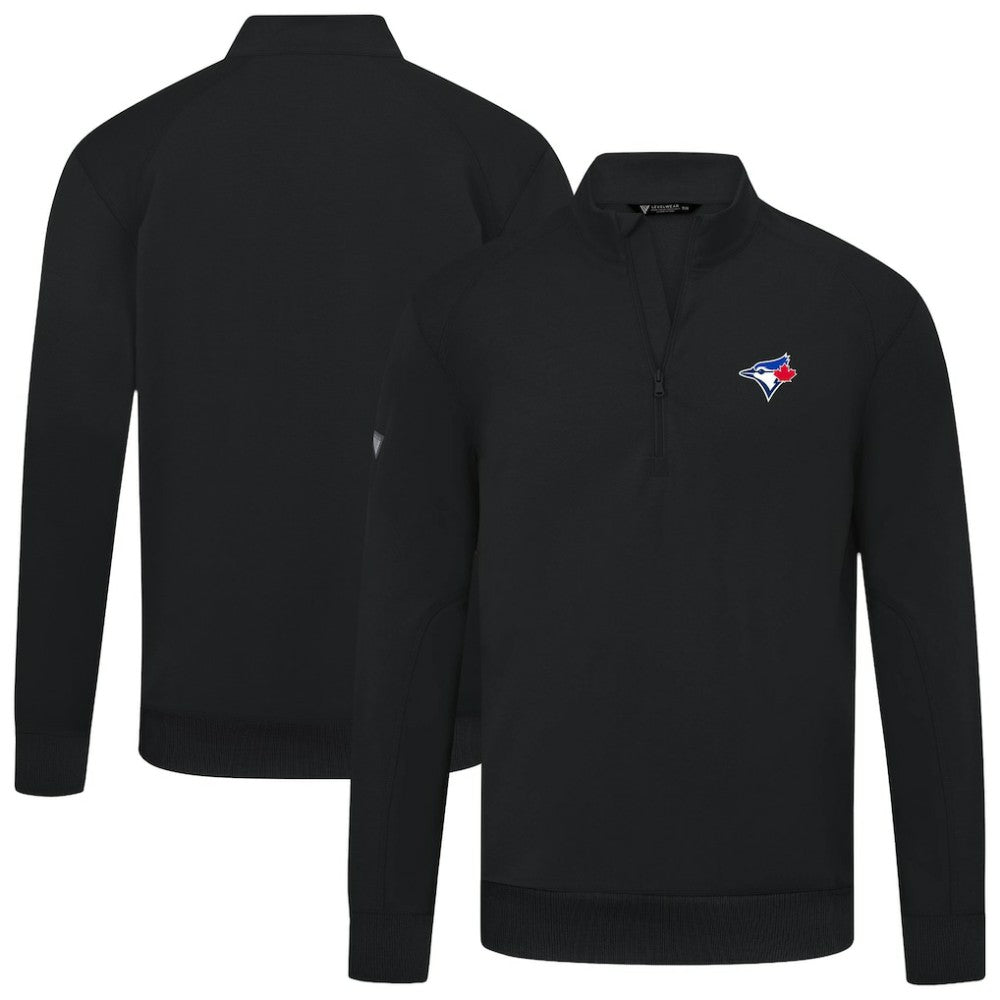 Toronto Blue Jays Levelwear Upright Insignia Tri-Blend Quarter-Zip Pullover - Black