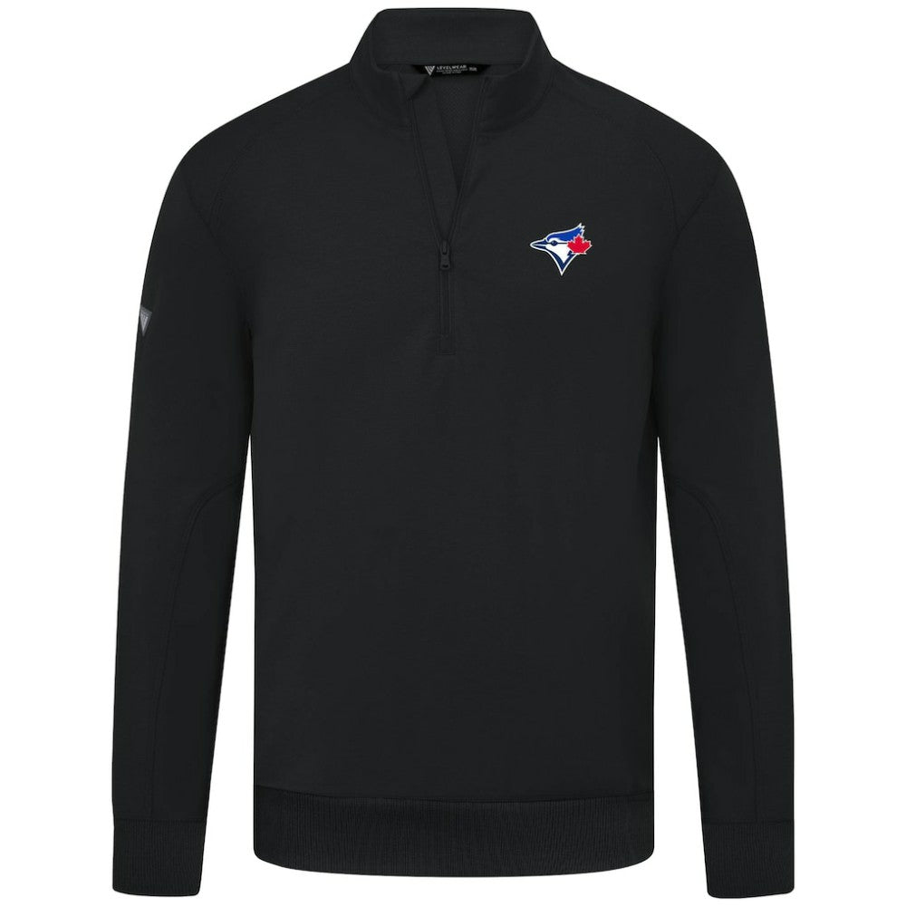 Toronto Blue Jays Levelwear Upright Insignia Tri-Blend Quarter-Zip Pullover - Black