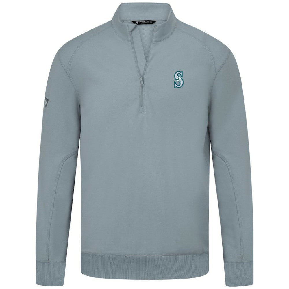 Seattle Mariners Levelwear Upright Insignia Tri-Blend Quarter-Zip Pullover - Gray