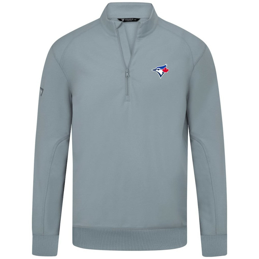 Toronto Blue Jays Levelwear Upright Insignia Tri-Blend Quarter-Zip Pullover - Gray