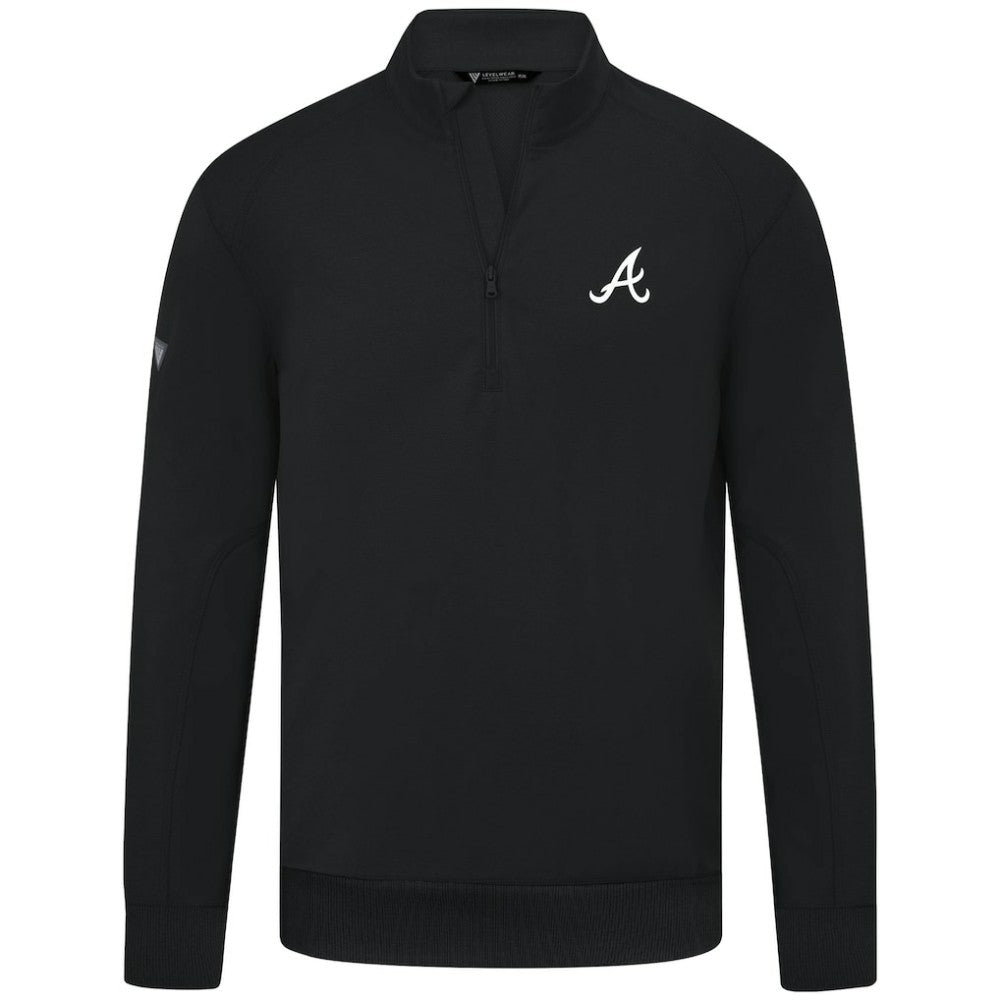 Atlanta Braves Levelwear Upright Insignia Tri-Blend Quarter-Zip Pullover - Black