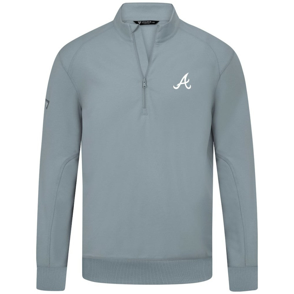 Atlanta Braves Levelwear Upright Insignia Tri-Blend Quarter-Zip Pullover - Gray