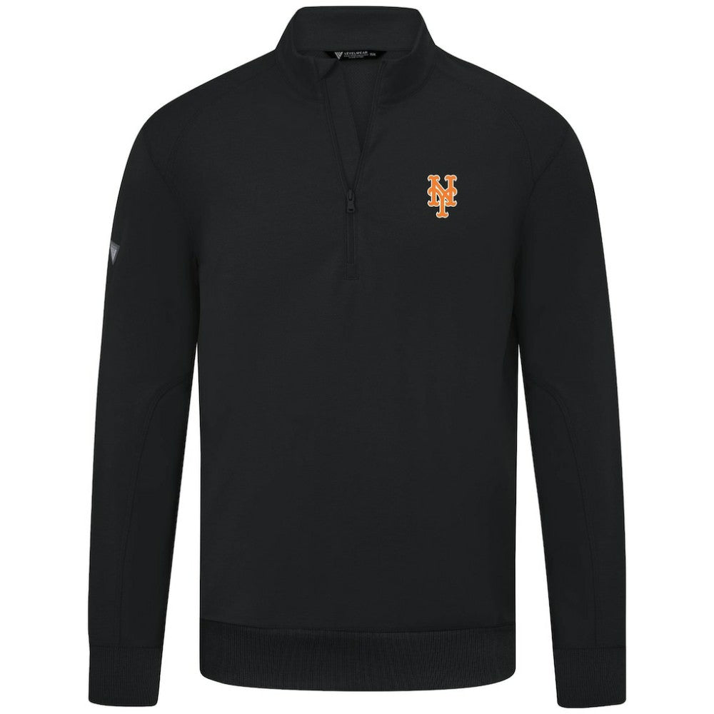 New York Mets Levelwear Upright Insignia Tri-Blend Quarter-Zip Pullover - Black