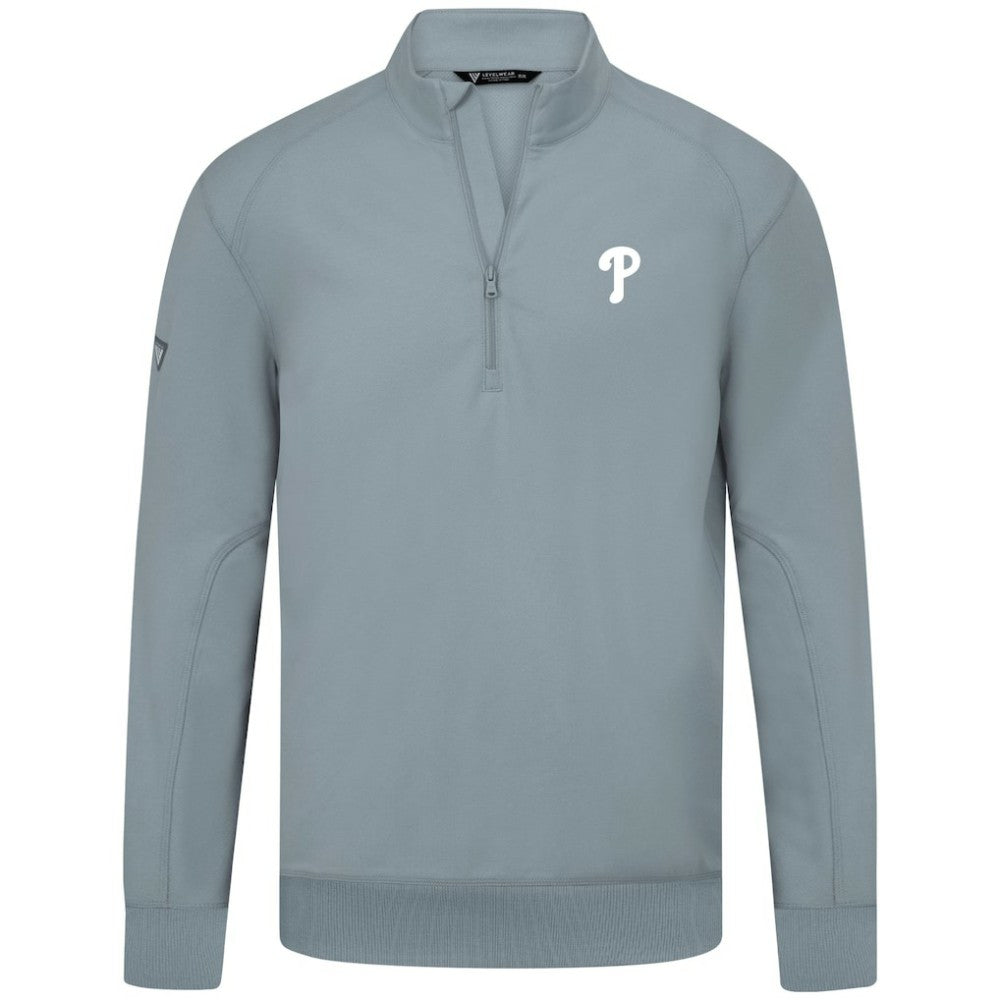 Philadelphia Phillies Levelwear Upright Insignia Tri-Blend Quarter-Zip Pullover - Gray