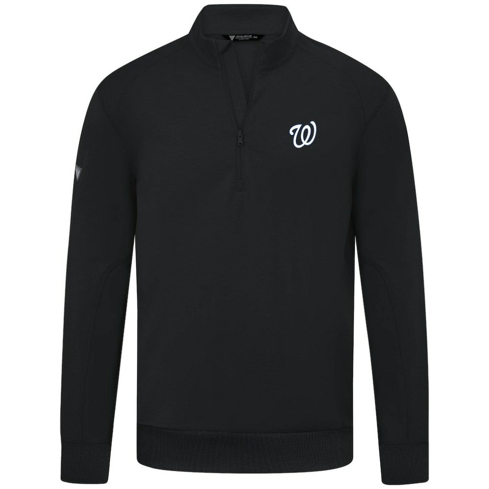 Washington Nationals Levelwear Upright Insignia Tri-Blend Quarter-Zip Pullover - Black