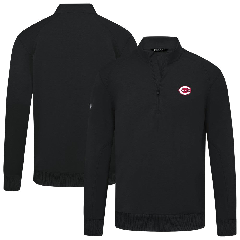 Cincinnati Reds Levelwear Upright Insignia Tri-Blend Quarter-Zip Pullover - Black