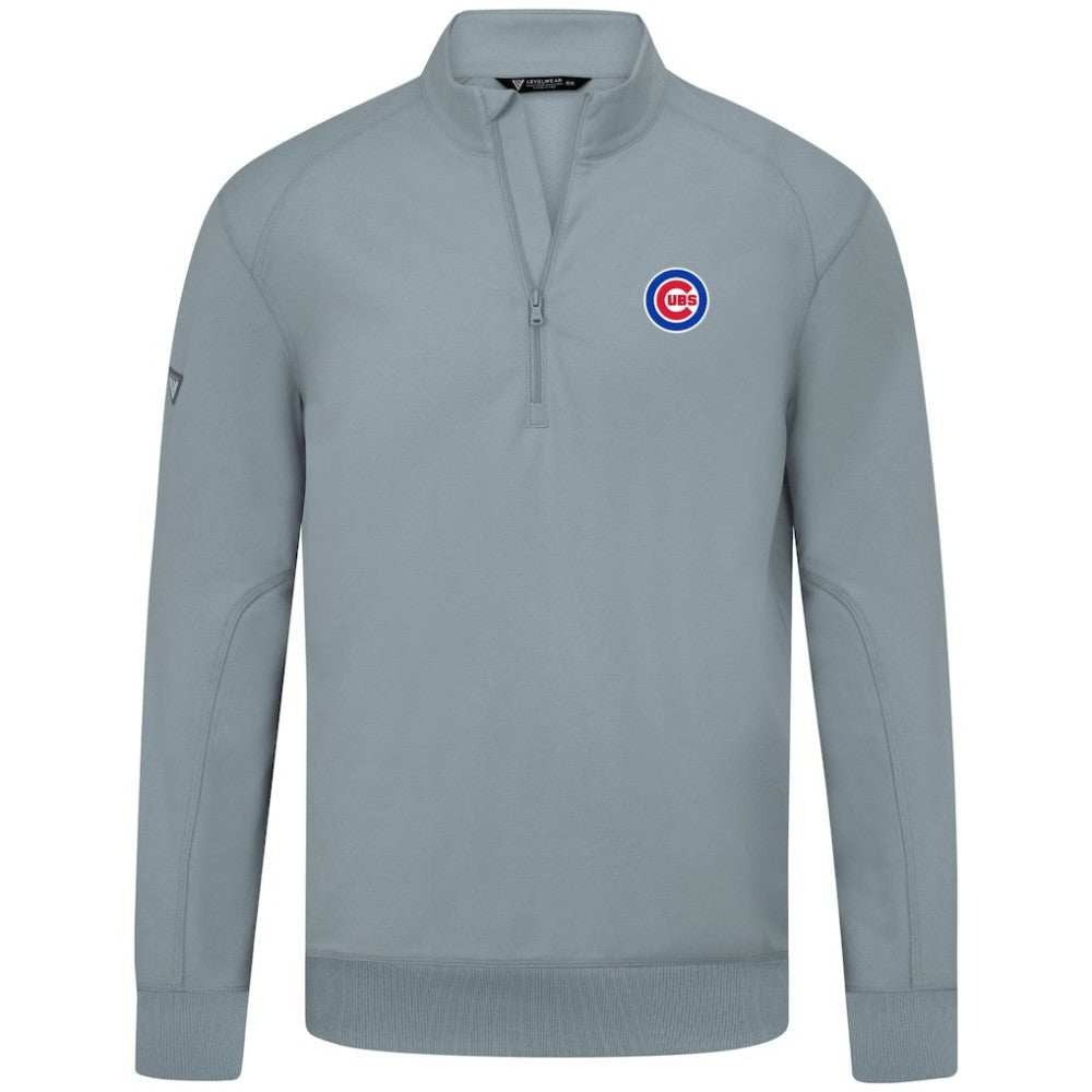 Chicago Cubs Levelwear Upright Insignia Tri-Blend Quarter-Zip Pullover - Gray