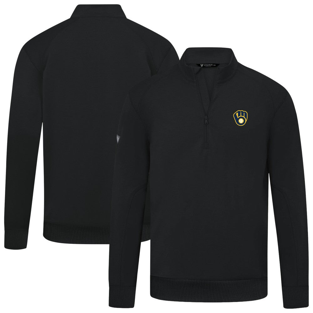 Milwaukee Brewers Levelwear Upright Insignia Tri-Blend Quarter-Zip Pullover - Black