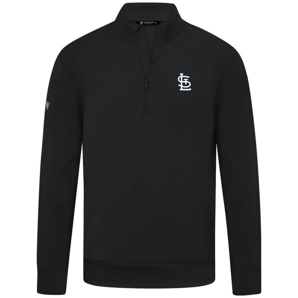 St. Louis Cardinals Levelwear Upright Insignia Tri-Blend Quarter-Zip Pullover - Black