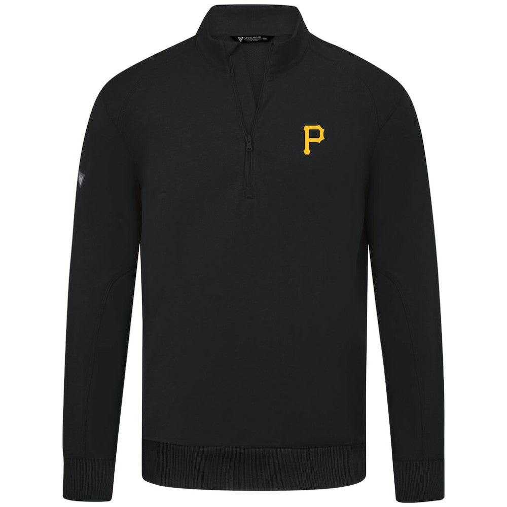 Pittsburgh Pirates Levelwear Upright Insignia Tri-Blend Quarter-Zip Pullover - Black