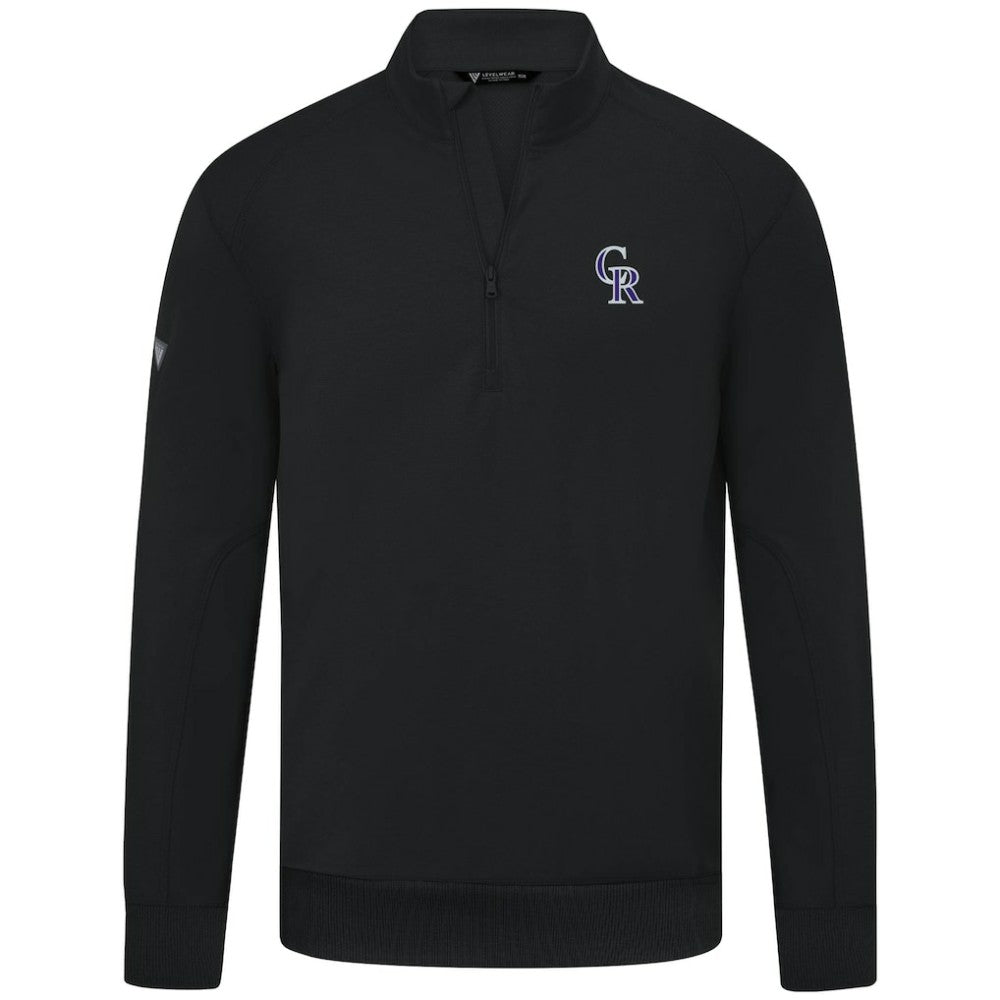 Colorado Rockies Levelwear Upright Insignia Tri-Blend Quarter-Zip Pullover - Black