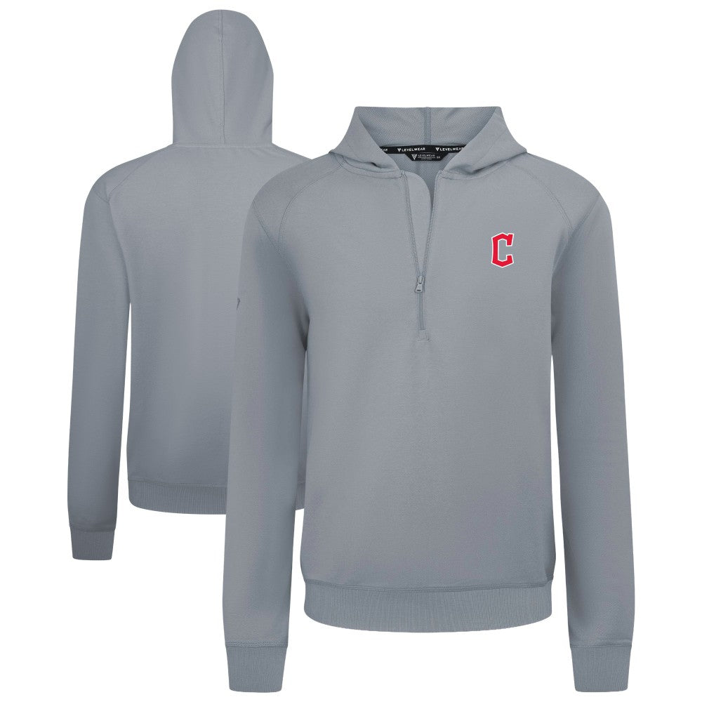 Cleveland Guardians Levelwear Technic Insignia Quarter-Zip Hoodie - Gray