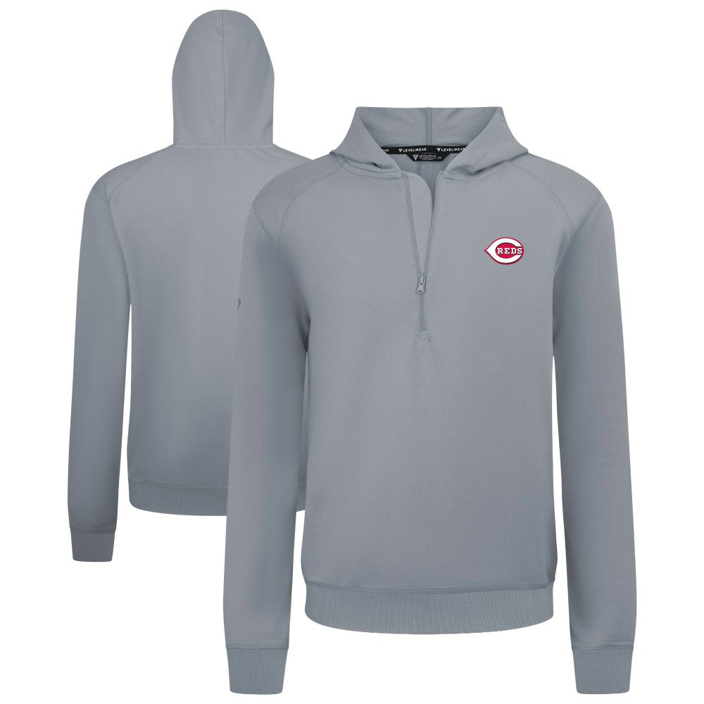 Cincinnati Reds Levelwear Technic Insignia Quarter-Zip Hoodie - Gray