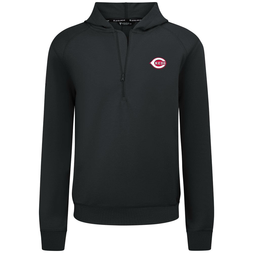 Cincinnati Reds Levelwear Technic Insignia Quarter-Zip Hoodie - Black