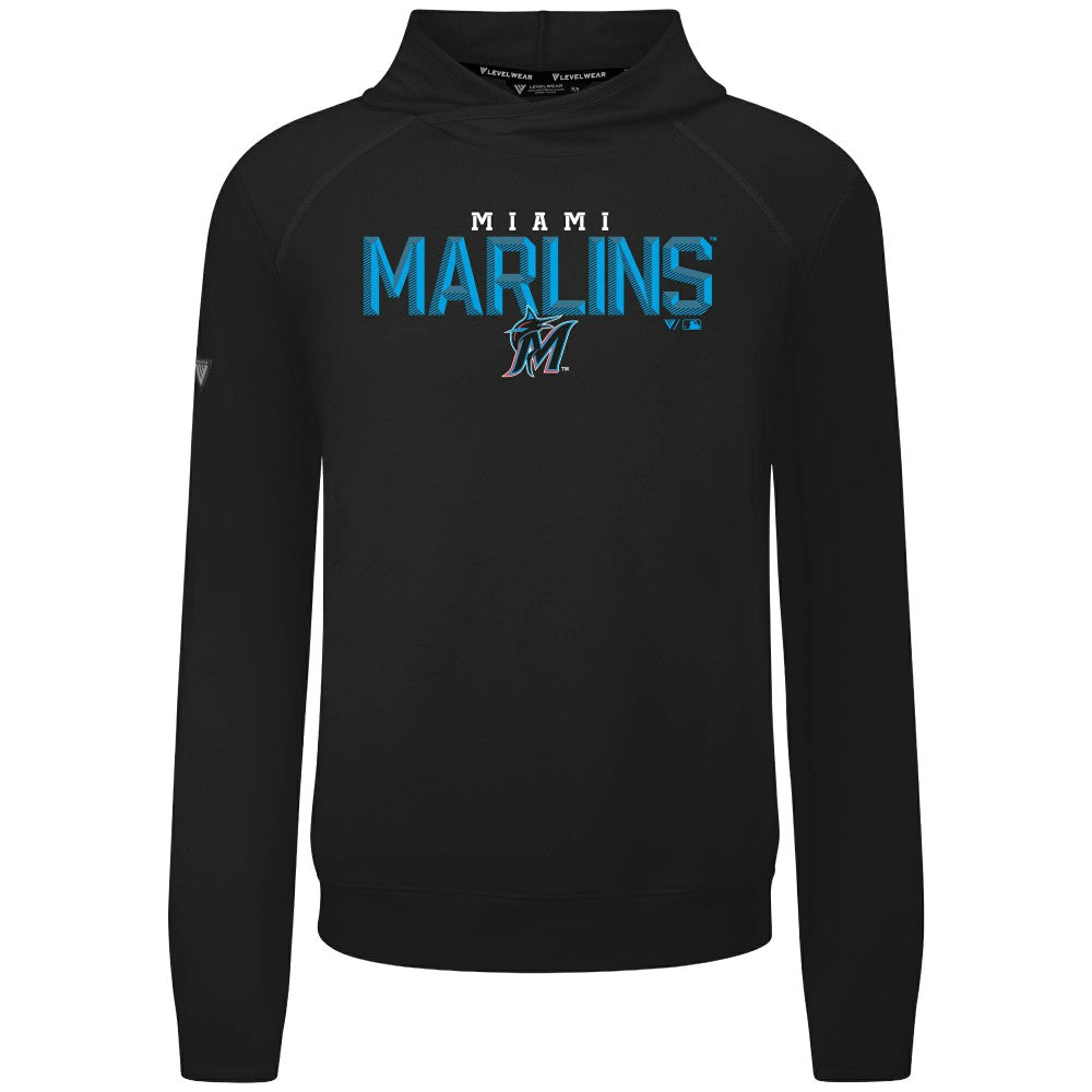 Miami Marlins Levelwear Mandate Carve Tri-Blend Hoodie - Black