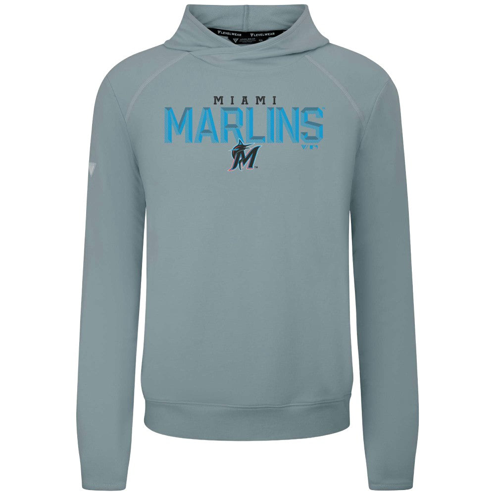 Miami Marlins Levelwear Mandate Carve Tri-Blend Hoodie - Gray