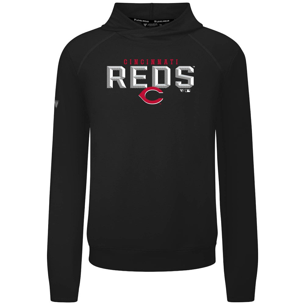 Cincinnati Reds Levelwear Mandate Carve Tri-Blend Hoodie - Black