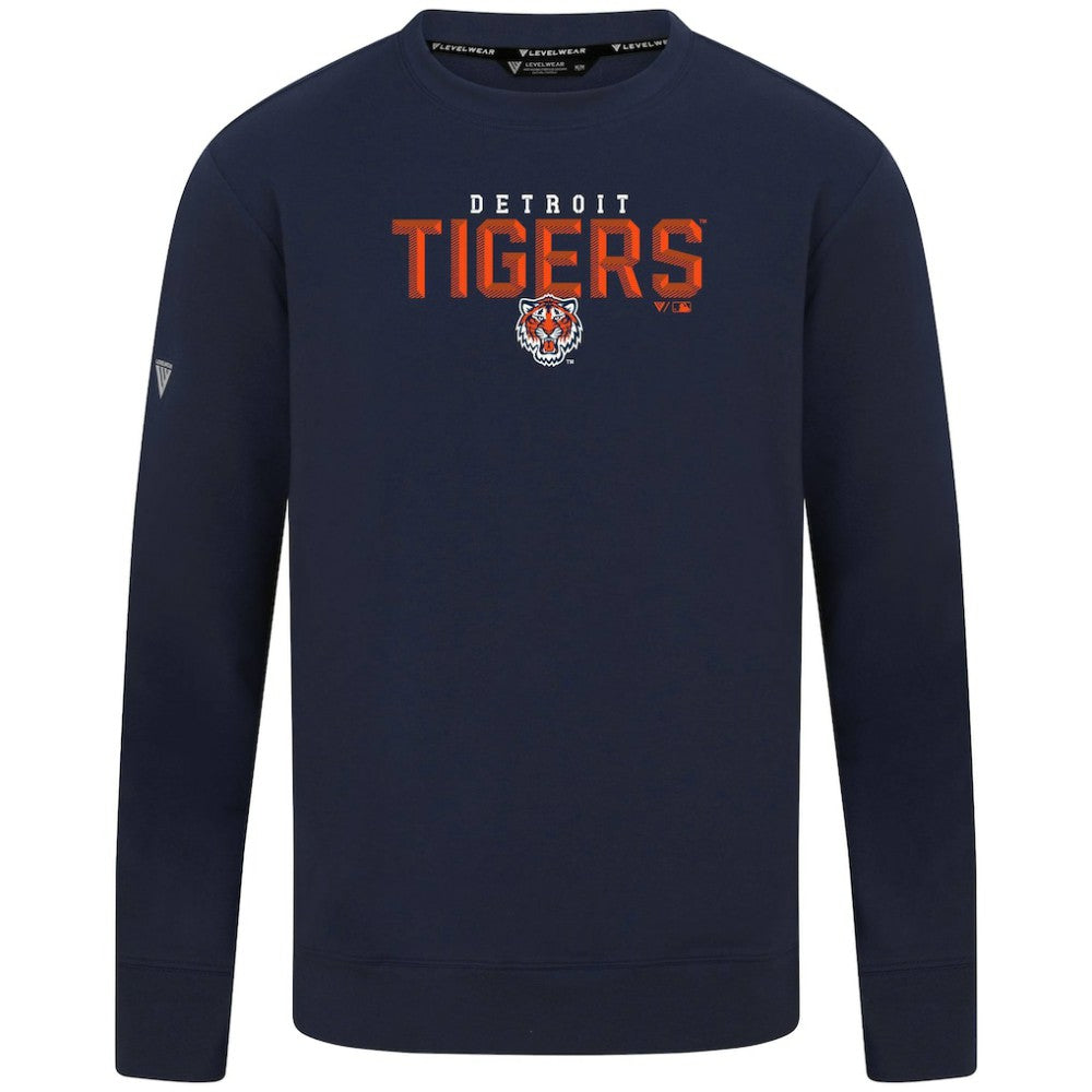 Detroit Tigers Levelwear Mandate Carve Tri-Blend Sweatshirt - Navy