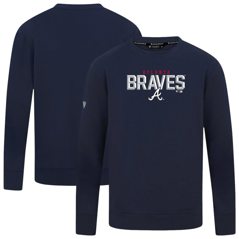 Atlanta Braves Levelwear Mandate Carve Tri-Blend Sweatshirt - Navy