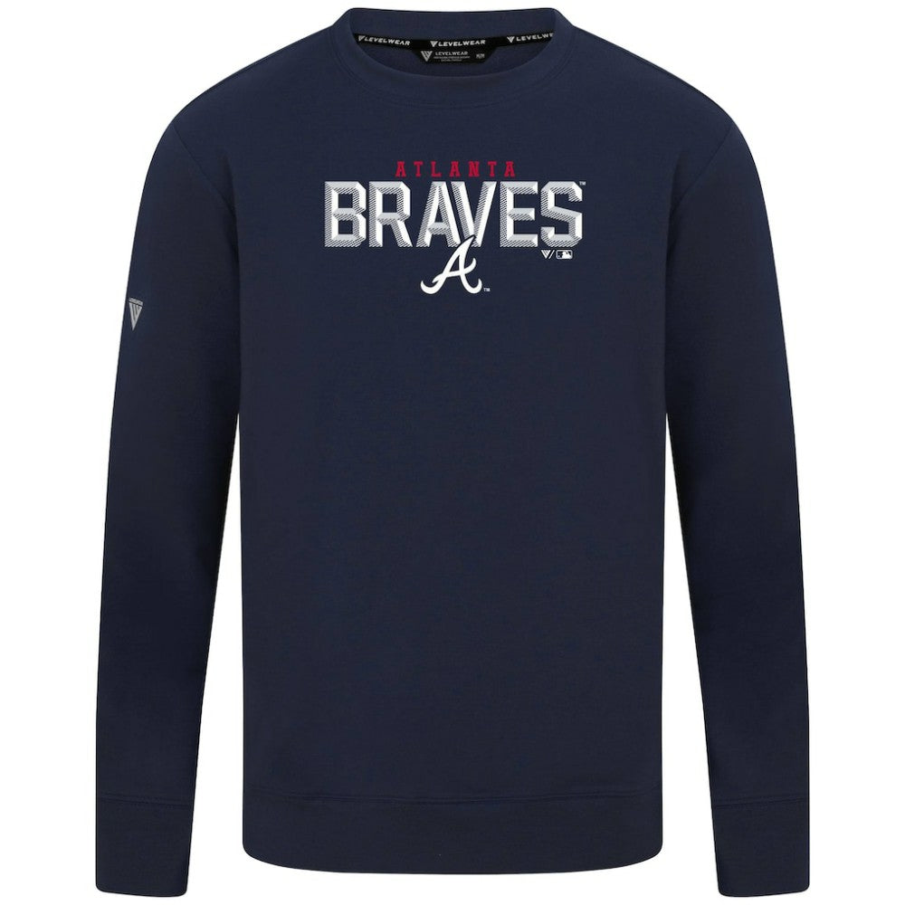 Atlanta Braves Levelwear Mandate Carve Tri-Blend Sweatshirt - Navy