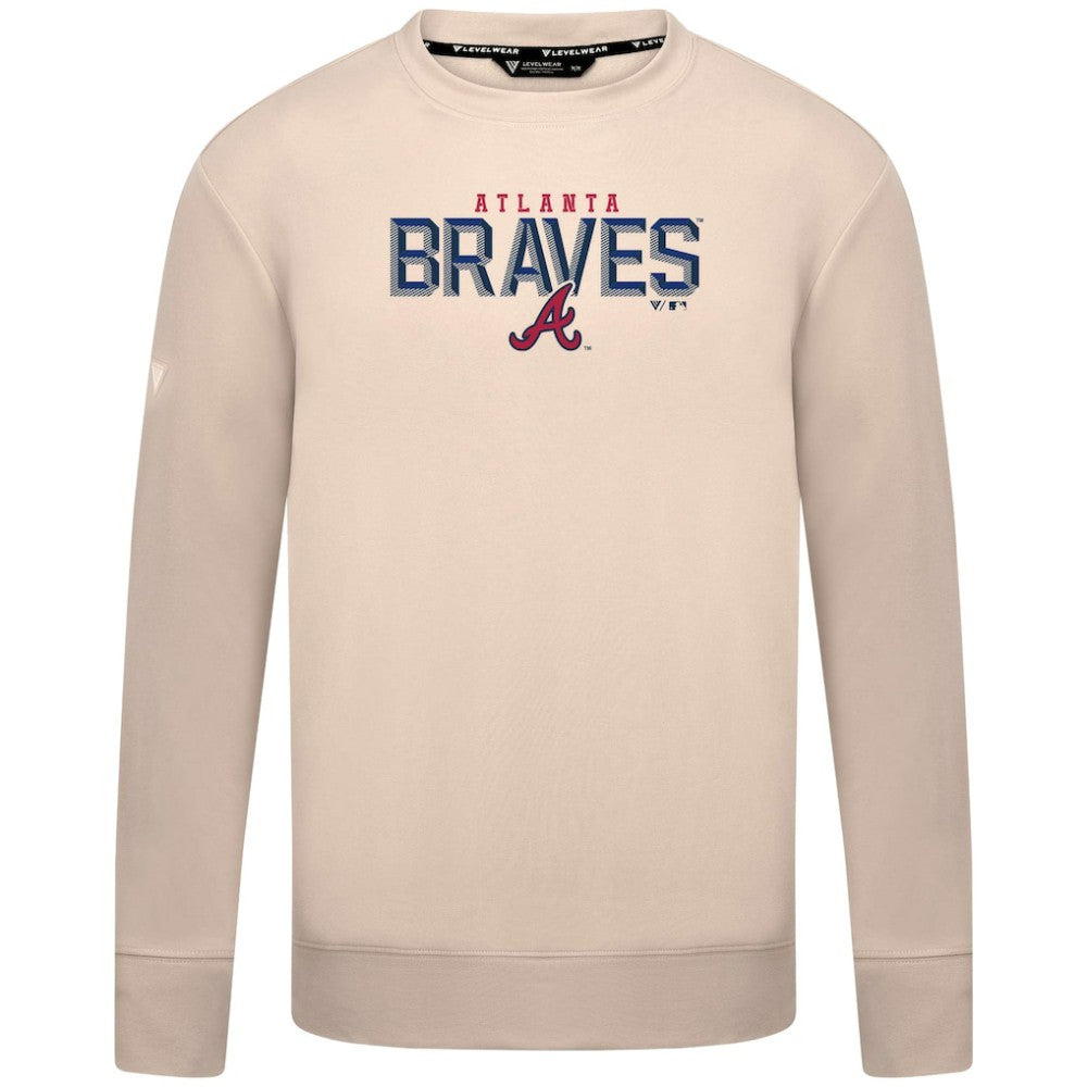 Atlanta Braves Levelwear Mandate Carve Tri-Blend Sweatshirt - Khaki