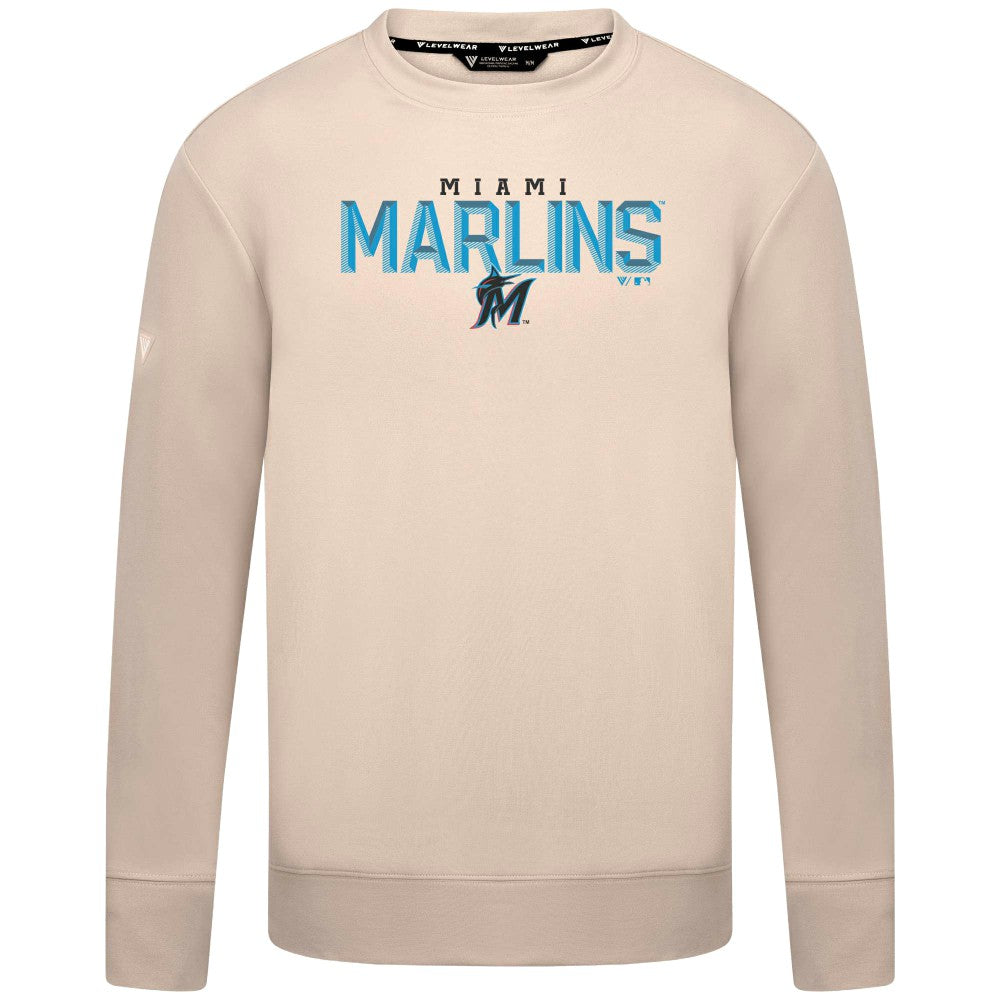 Miami Marlins Levelwear Mandate Carve Tri-Blend Sweatshirt - Khaki