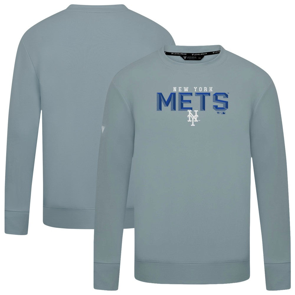 New York Mets Levelwear Mandate Carve Tri-Blend Sweatshirt - Gray