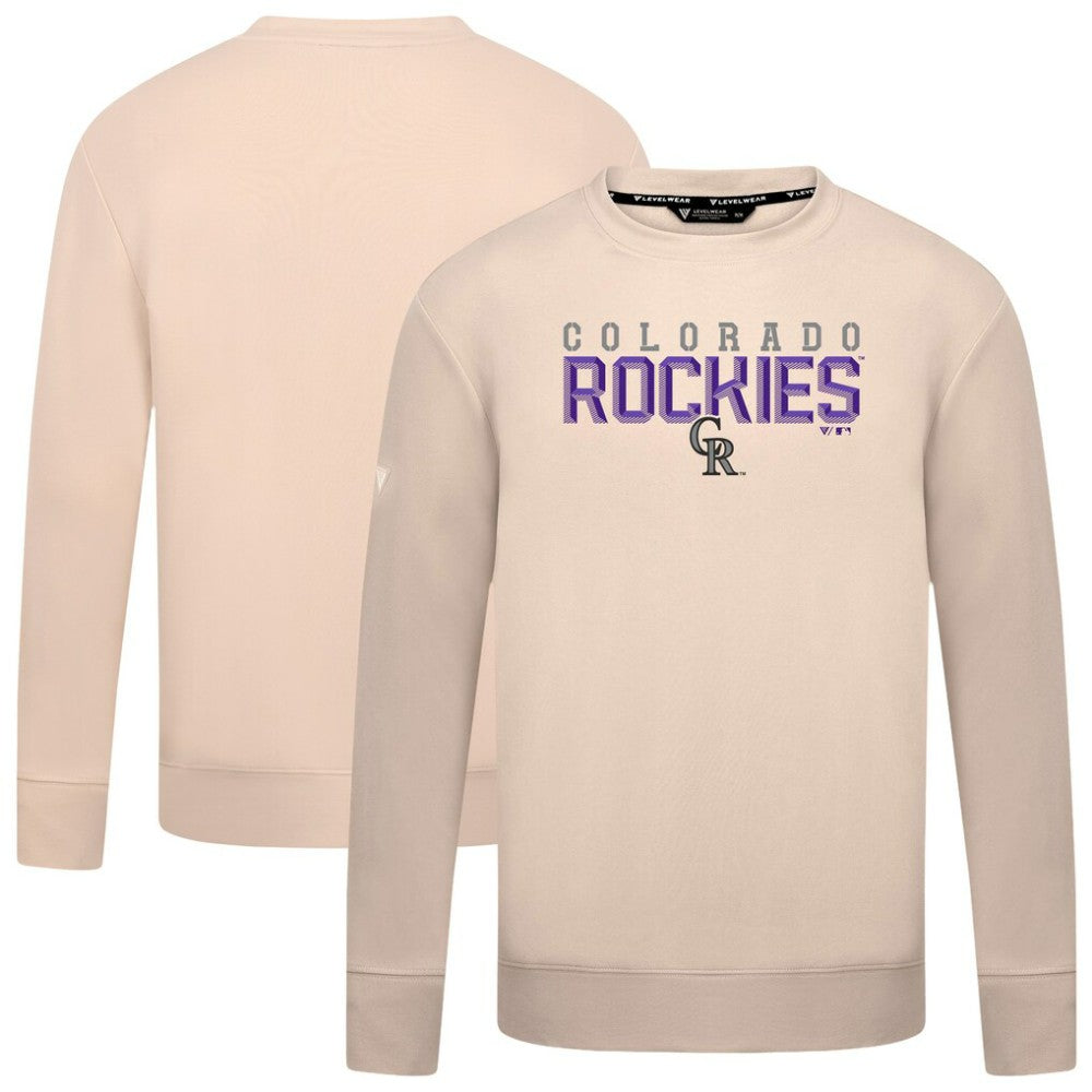 Colorado Rockies Levelwear Mandate Carve Tri-Blend Sweatshirt - Khaki