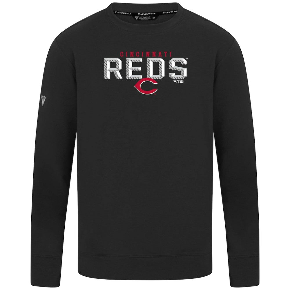 Cincinnati Reds Levelwear Mandate Carve Tri-Blend Sweatshirt - Black